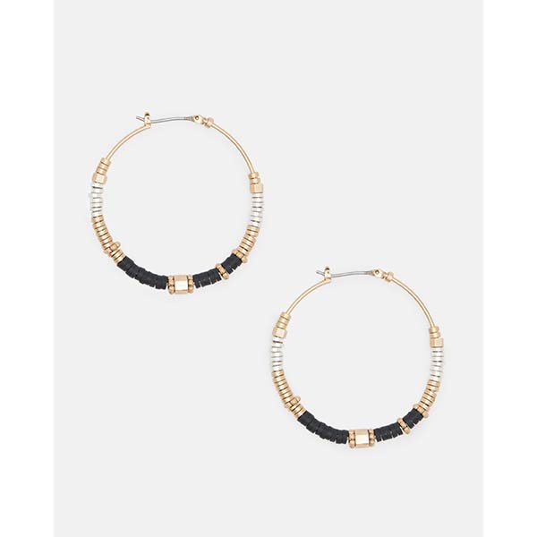 Allsaints Australia Womens Amelie Bead Hoop Earring Black/Silver/Gold AU97-510